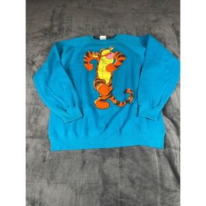 Vintage Sun Sportswear Disney Tigger Sweatshirt Mens Large Teal Blue Made in USA